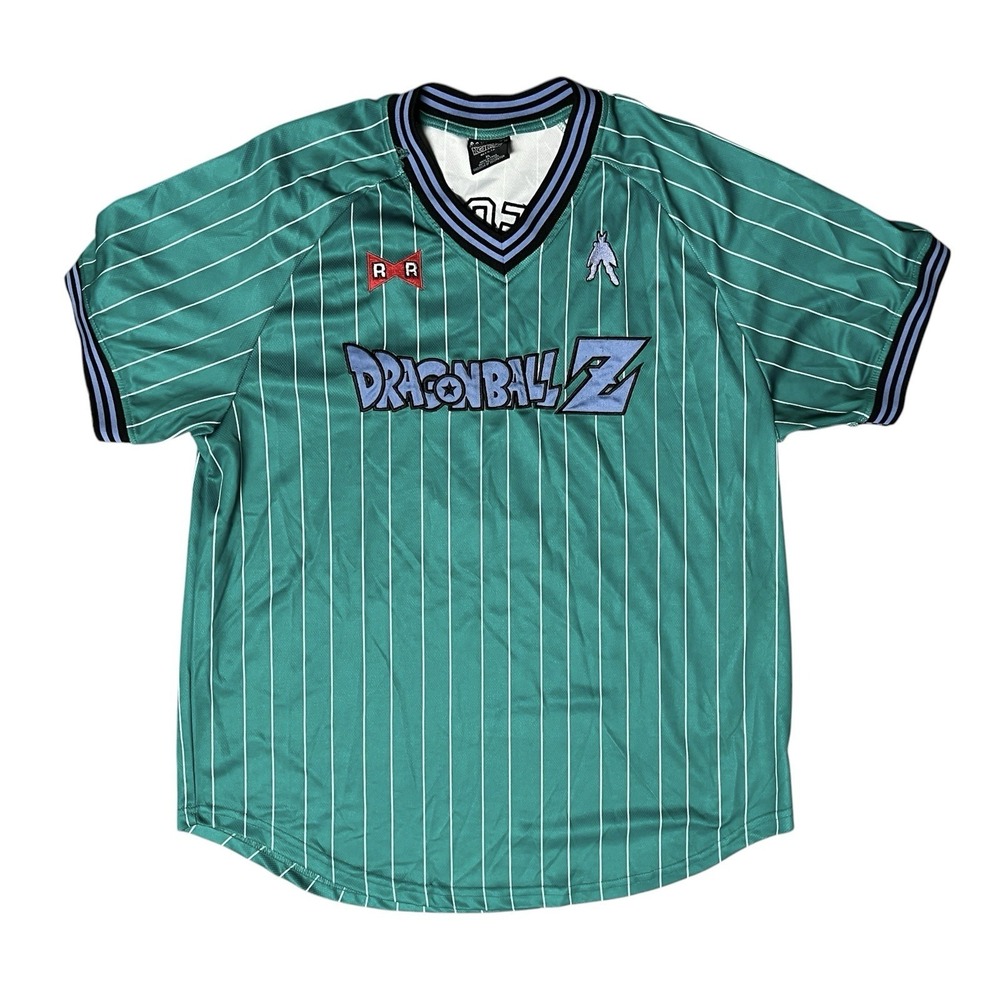 Dragon Ball Z Perfect Cell Jersey XL BoxLunch Green Pinstripe Anime DBZ セル